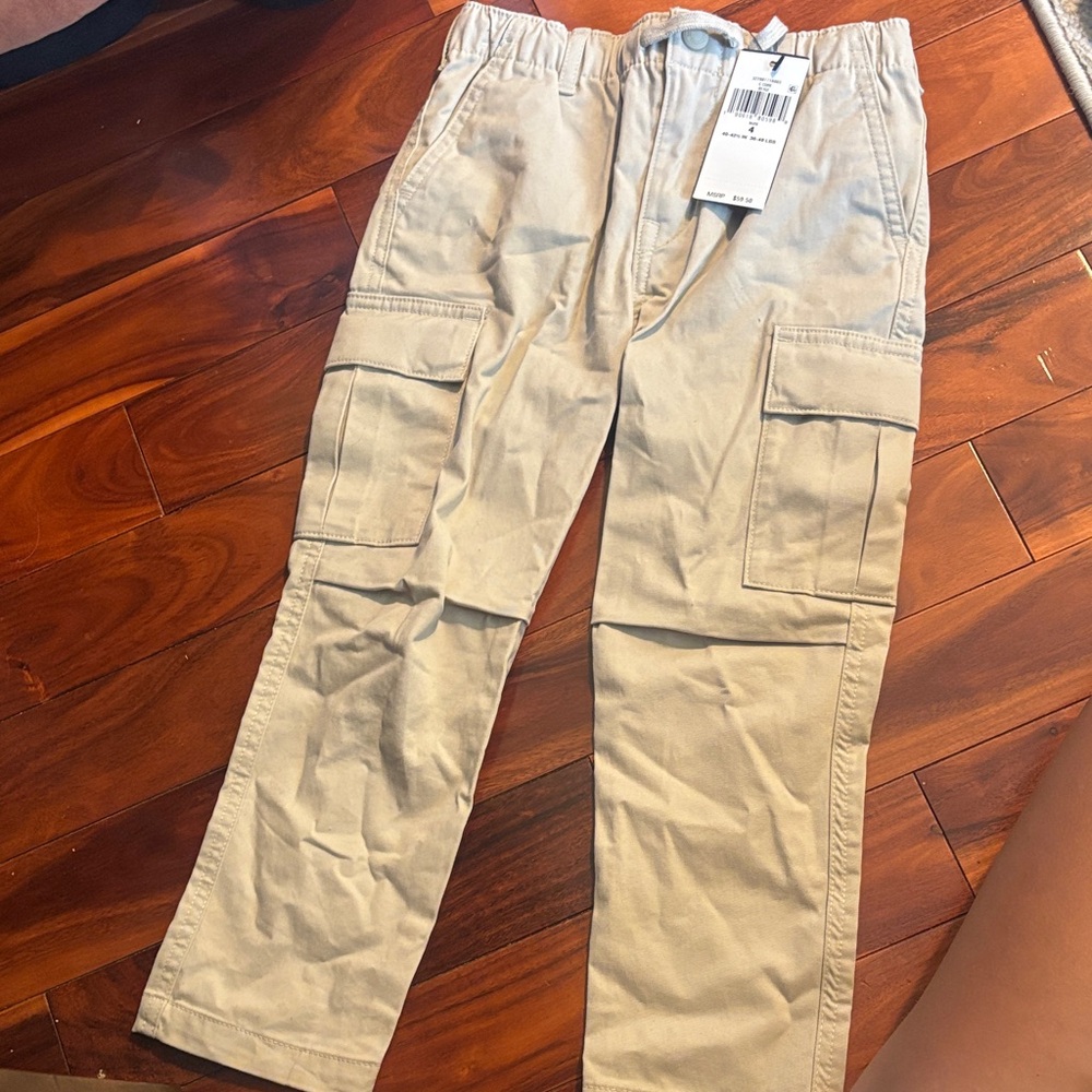 Toddler Boy Cargo Pants in Khaki - Elastic Waist Utility Trousers